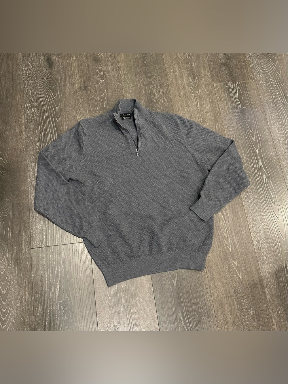 Massimo Dutti Cotton CashyMen's Charcoal Gray Quarter-Zip Sweater Size XLARGE